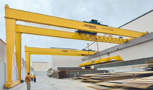 ZHPE double-girder semi-portal cranes Where the application requires a more powerful system, e.g. where loads are up to 50 t and track gauges of up to 35 m are needed, the Demag double-girder semi-portal crane with its travelling rope hoist is recommended.