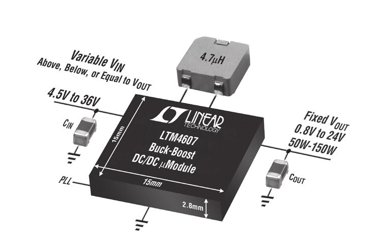 Vol. 17 No. 2 7 Buck-Boost DC/DC µmodule Regulators A challenging task for a power supply designer is producing a high power density supply where the output voltage is within the input voltage range.