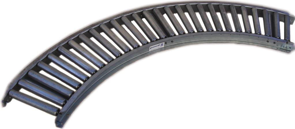 Series JRS 1-3/8 Dia. Roller CURVES 1-3/8" dia. Gravity Roller Curves are compatible with straight sections,allowing flexibility to conveyor lines.