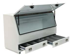 PRODUCT CATALOGUE 950 series steel two drawer toolbox MODEL TBN0200 TBN0220 COLOUR White DIMENSIONS 1280L x 616D x 950mmH 1565L