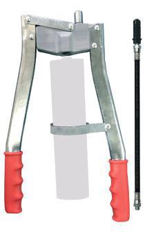 pressure or high output (VARIO-system) made of precision steel with heavy-duty die cast zinc head, high quality coated grease gun body and zinc-plated handle handle lockable in place for leak-proof