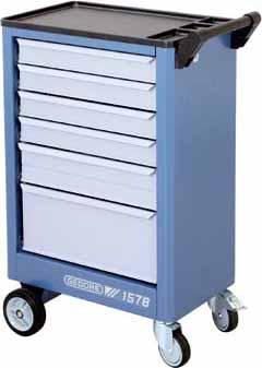 locking with cylinder lock T Double sided metal shutters to secure the whole internal space T Heel protection and all-round impact protection T GEDORE chassis with high-performance wheels on roller