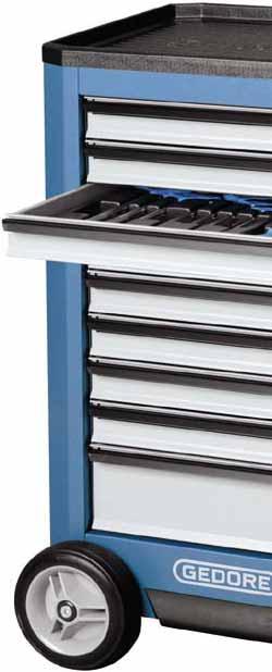 Four removable drawers for small parts T Central locking with cylinder lock T Heel protection and all-round impact