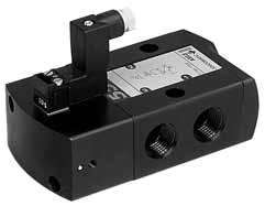 SOLNOI VLVS solenoid air pilot operated, spool type single/dual solenoid (mono/bistable function) aluminium body, /4 to / 0 / Series 55 55-55 FTURS The monostable spool valves have TÜV-XI certified I