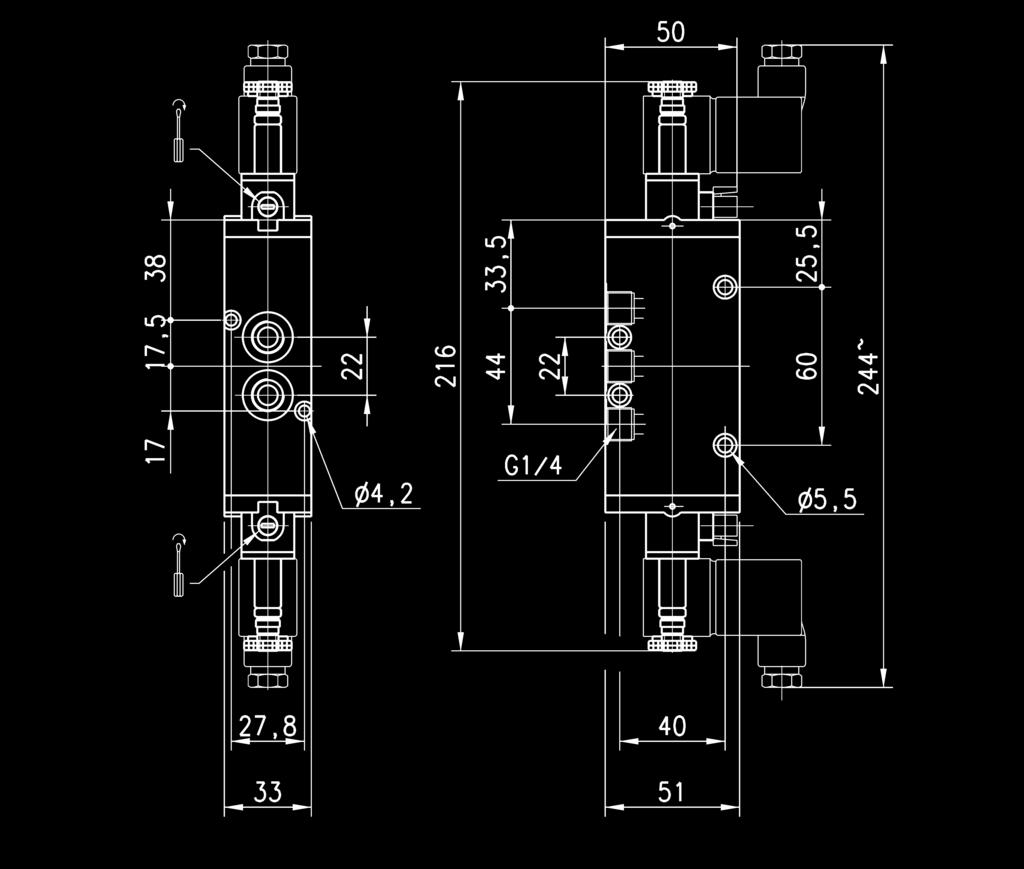 > Series 4 valves and solenoid valves 5/-way solenoid valve, G1/4, bistable - Mod.