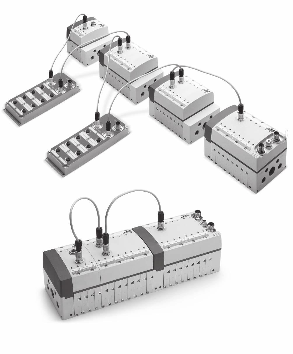 > Series Y valve islands Valve Islands > 016 Covers - Fieldbus version This version allows the direct connection to Profibus-Dp, DeviceNet, CANOpen.