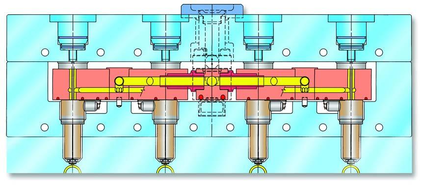 auxiliary technologies Melt-Link Technology that allows manifolds to be linked together without the additional stack height associated with a bridge, or main manifold.
