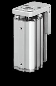 Compact Cylinder with Linear Guide MXZ Series Dimensions: MXZ16 MXZ16- Standard ( location: Front) 4 x ø6 4 x M3 x 0.5 depth 5 2 x M3 x 0.5 () 7.7 17 2 x ø3.4 (Through holes for mounting) 17 (0.5) 40.