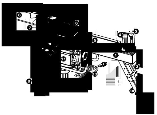 SECTION 1: Know Your Log Splitter 1. Machine overview 1. Hydraulic tank 2. Oil dipstick with vent cap 3. Towing handle 4.