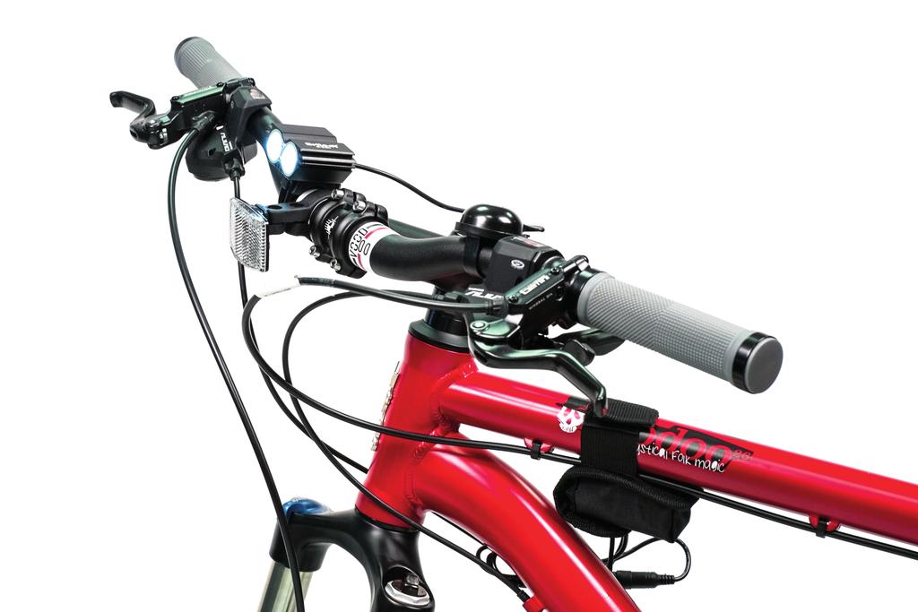 9-10 hours to fully charge. 2. Unravel the strap and wrap the Velcro around your frame. Latch the Velcro to itself to secure the battery in place. Mounting your light to a handlebar 1.