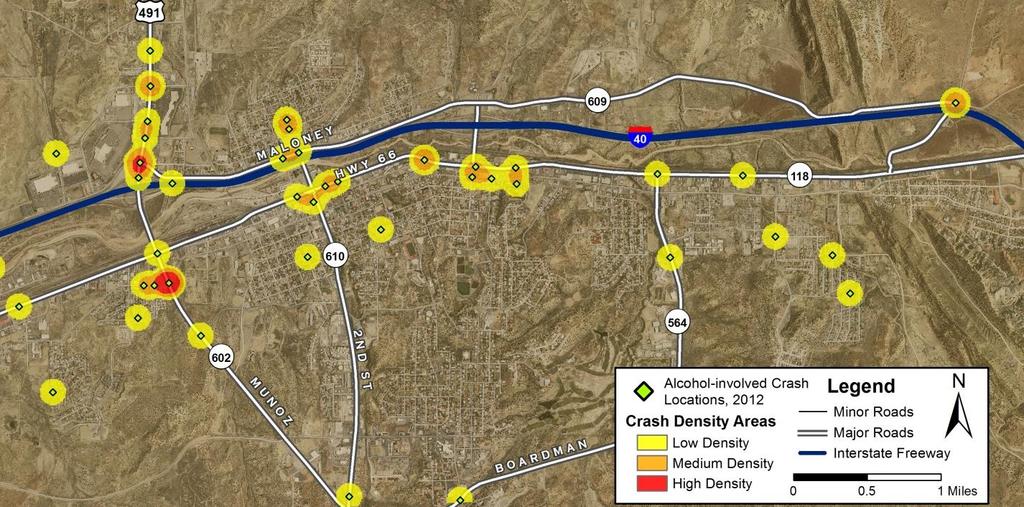 Crash Geography Map 6: Location and Density of Crashes in Gallup, 2012 5 Map 7: Location and Density of