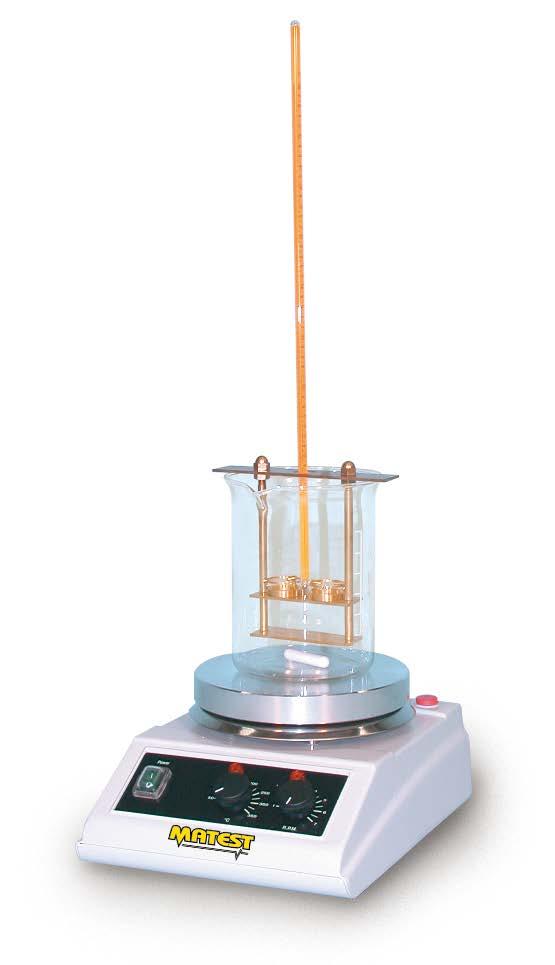 The unit consists of a pyrex beaker, brass frame, two tapered rings, two ball centering guides and two balls. Weight: 900 gr ACCESSORIES B072-01 B074-01 B072-01 THERMOMETER ASTM 15 C -2 to+80 C subd.
