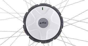 You steer and the e-fix thinks for you! At only 2 kg, the battery pack of your e-fix is extremely light, and at 8 cm wide, exceptionally slimline as well.