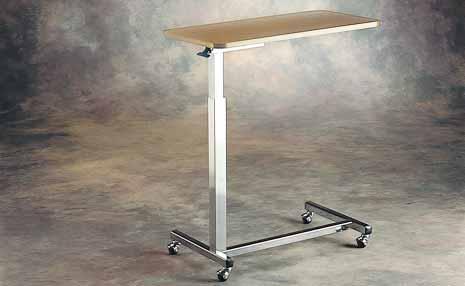 Overbed Tables Invacare overbed tables are practical, easy-to-use units suitable for both home and institution. The table height easily adjusts for comfort while reading, writing or eating.