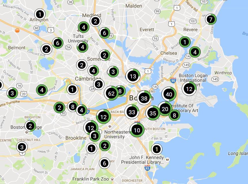 Public Charging Stations- Boston Key Locations in MA Logan Airport T-Stations