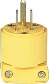 Commercial Specification rade 2 Pole, 3 ire rounding NEMA 5-15, 15A 125V NEMA 6-15, 15A 250V NEMA 5-20, 20A 125V NEMA 6-20, 20A 250V Thermoplastic Solid brass plug blades are firmly embedded in body.