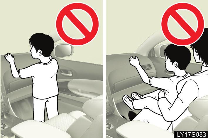1 Do not allow a child to stand in front of the SRS front