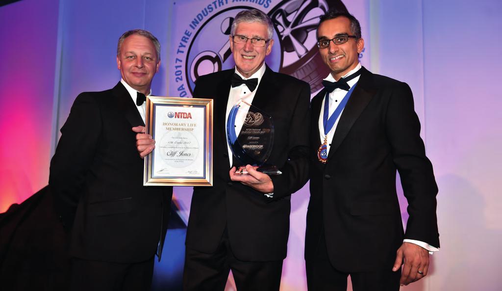 NTDA TYRE INDUSTRY AWARDS 2017 NTDA TYRE INDUSTRY AWARDS 2017 Cliff Jones presented with National Chairman s Award and installed as Honorary Life Member From left to right: Brett Emerson Sales