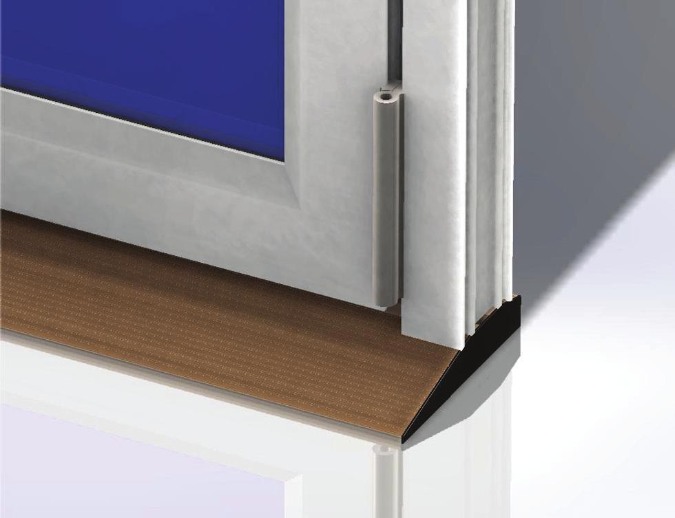 KAT BI-FOLD DOOR LOW ALUMINIUM THRESHOLD v Aluminium weathered low threshold v Extreme weather tested v Available for Open-In and Open-Out doors v Optional clip-in internal/external ramps also allow