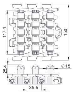 Roller Top Chain FLRT-5V Roller Cleat Chain FLRC-5A-L# Roller Cleat Chain FLRC-5B-L#