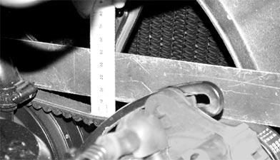 3-Cylinder Fan and V-Belt Check 5 Engine not run for at least 15 minutes. Inspect fan and V-belt for damage. Check belt tension.