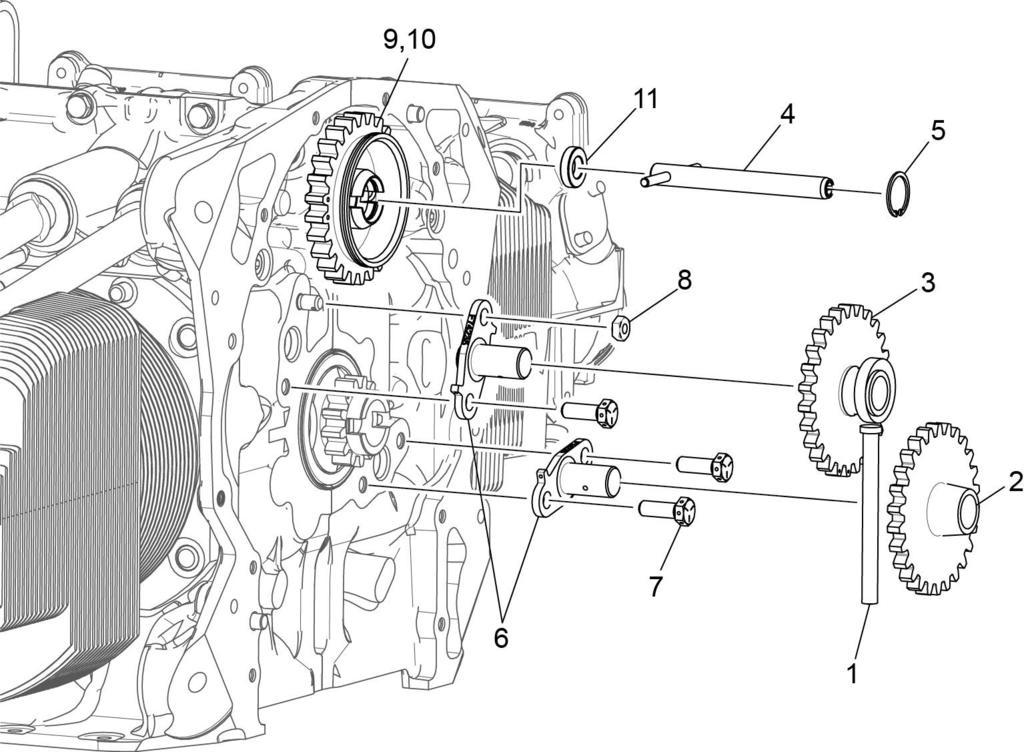 IO-90- Series Engine Illustrated Parts Catalog Figure 7 Crankshaft Idler Gears, Tachometer Drive, and