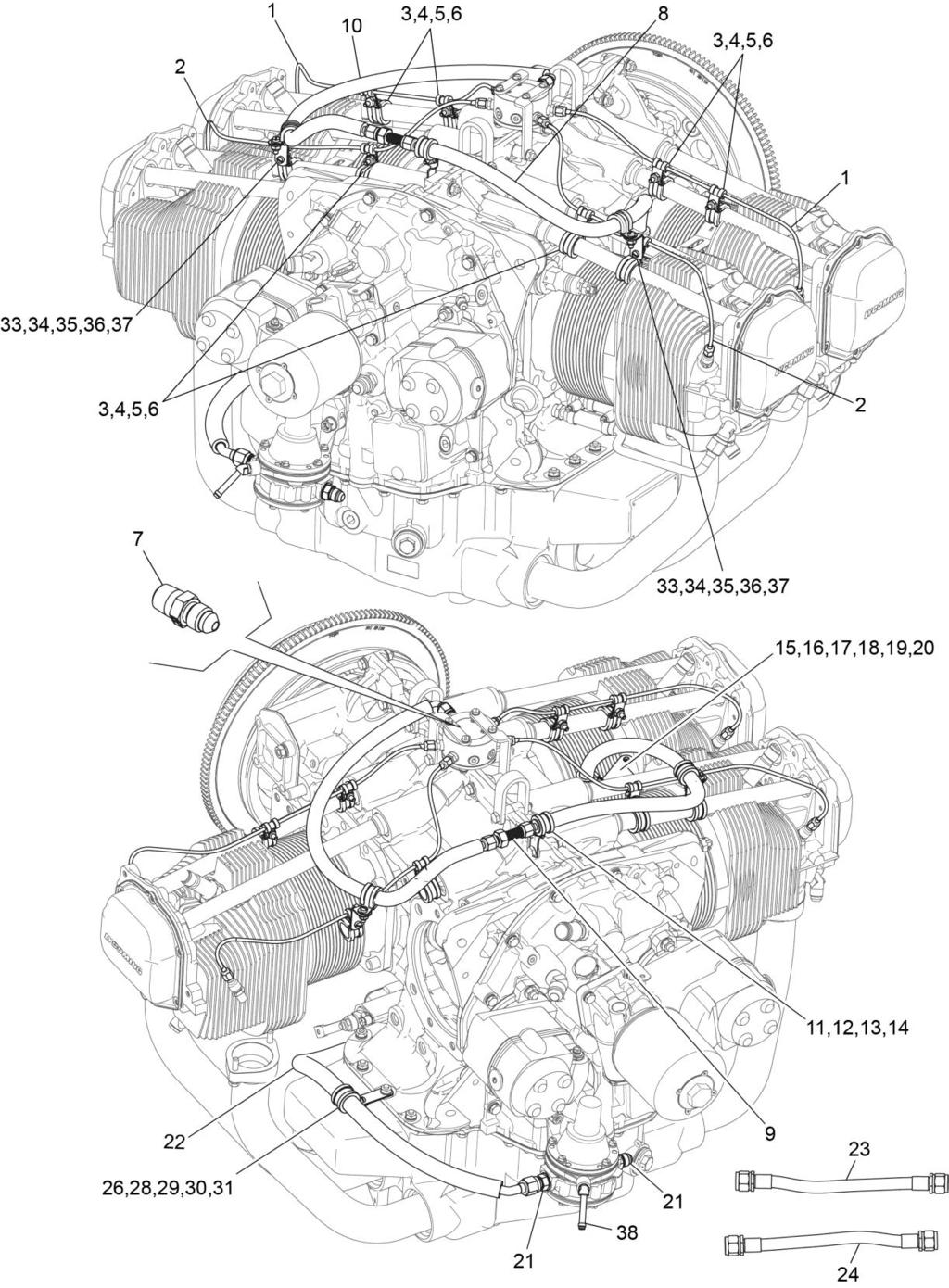 IO-90- Series Engine Illustrated Parts Catalog Figure 24 Fuel Lines, Fuel Hoses, and ttaching Parts