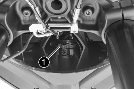 16 ELECTRICAL SYSTEM 174 16.13 Adjusting the headlight range Preparatory work Check the headlight setting. ( p. 173) Remove the bottom triple clamp cover. ( p. 114) Main work Turn adjusting screw to adjust the headlight range.