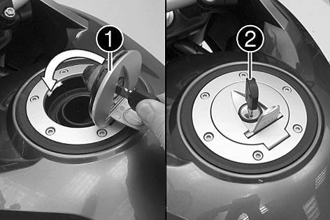 6 CONTROLS 36 6.12 Closing the filler cap Fold down filler cap. Turn ignition key clockwise.