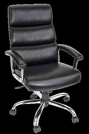 Executive seating Jazz High Back With Arms Model No. 10811 Available in Black or White Leathertek on Chrome Frame.