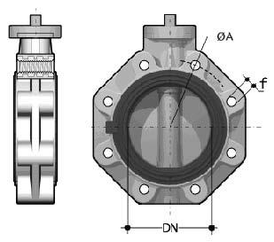 FK SERIES BUTTERFLY VALVES Dimensions (cont d) ANSI Lugged - Dimension (inches) Size DN A f # holes 1-1/2 1.57 3.87 1/2 - UNC 4 2 1.97 4.75 5/8 - UNC 4 2-1/2 2.56 5.