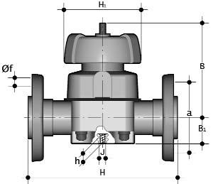 VM SERIES MANUAL DIAPHRAGM VALVES ANSI 150 Flanged (Vanstone) Connections Dimension (inches) Size d H B 1 B H 1 1/2 0.84 5.37 1.02 3.74 3.54 3/4 1.05 6.