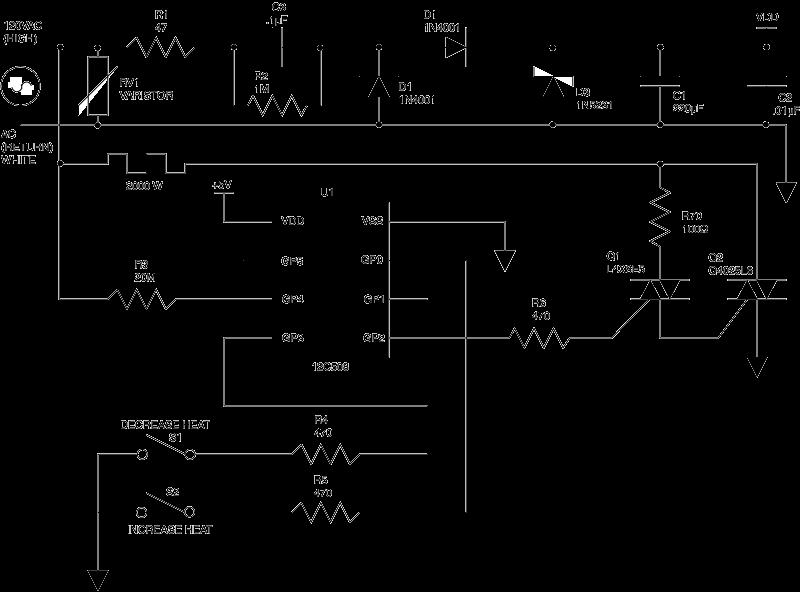 Power Triac Driven by Low Current Triac in Heater Control Circuit Features & Benefits Q1 operates in quadrants 1 and 4 Q2 operates in quadrants 1 and 3 All Solid-State PIC