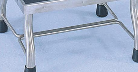 Stainless steel construction, flared legs and an outer frame are welded all around the top and over the