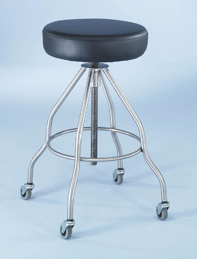 The polished seat is recessed to accept a vinyl insert or seat pad and offers a circular heel rest and flared legs which are