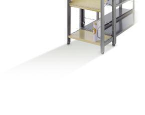 mm Depth measurements Double upright frame 525/625 mm Wall upright frame 275/325 mm Shelf depths 250/300 mm R.2 shelving frame: Tunnel profile 60 x 25 mm with tie bar.