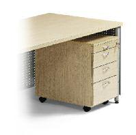 Office and organization pedestal Mobile pedestals for use under system counters, pedestal body in natural wood veneer or plastic coated Pedestal type I With 1 pen drawer 1 HU, 2 steel drawers 2 HU, 1