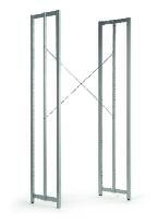 Double shelving with diagonal crossbar without shelves Modular dimension 900 mm Side upright in metal, metal, coloured, reinforcement in tubular steel, tubular steel bright galvanized, starter unit