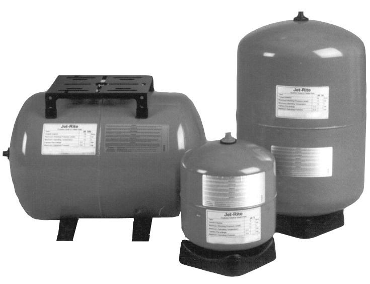 2 Jet-Rite PJR44S Above horizontal pressure tanks come with pump mounting bracket Vertical Tanks 2.1 8 28 125 3/4" 8 x 12 0.8 2.9 0.7 2.5 0.6 2.