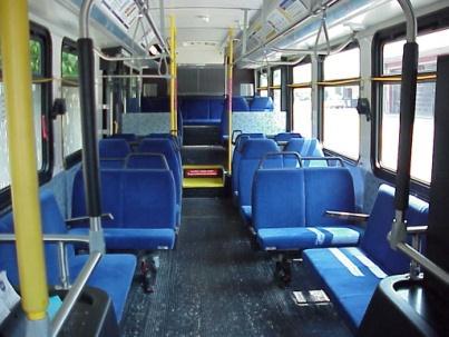 Front seats are reserved for seniors and people with disabilities Drivers call out the location of the bus at