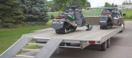 Snowmobile Trailers 8614 shown with optional 13'' wheels, combo shield and spare tire & mount 8624 POPULAR OPTIONS Tilt bed salt shield Combo shield for drive-on/ drive