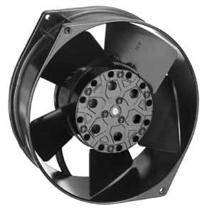 fans Ø 130 Wall ring: Die-cast aluminium, coated in black lades: Sheet steel, coated in black Rotor: Open, coated in black Number of blades: 5 Direction of air flow: "", intake over Type of