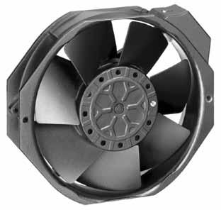 fans Ø 142 Wall ring: Die-cast aluminium, coated in black lades: Sheet steel, coated in black Rotor: Open, coated in black Number of blades: 7 Type of protection: IP 22 Insulation class: ""