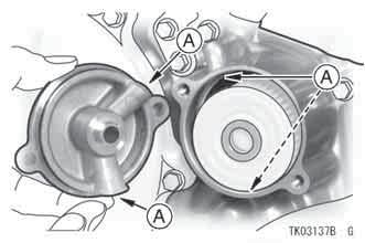 NOTE Install the oil filter cover while aligning the holes of the cover. A. Element B.