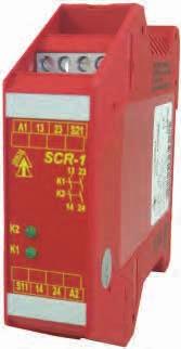 Safety Relays Type: SCR-1 OVERVIEW: The SCR-1 is a low cost all purpose Safety Relay that ensures the quick and safe deactivation of the moving parts of a machine in case of danger.