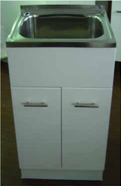 880 470 Product Data Sheet Laundry Tub Stainless steel tub & timber cab Smart-looking painted cabinet with a high quality pressed seamless stainless steel tub omes fully assembled for easy
