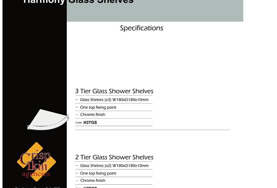 pr Harmony Glass Shelves 800 500 Specifications 3 Tier Glass Shower Shelves Glass Shelves (x3) W180xD180x10mm hrome