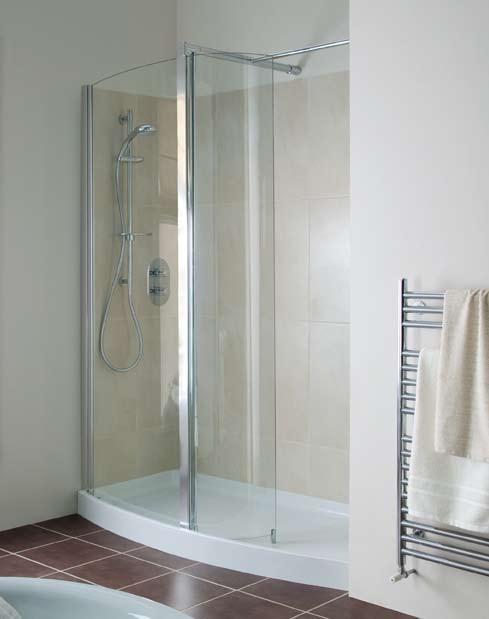 through the fixed overhead shower spray or through the hand spray, creating a luxurious shower.