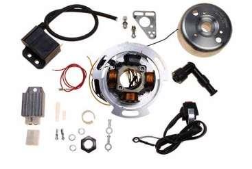 Complete sustem and self genera ing ignition + alternator for lighting and battery charging Optional Parts Rotor Puller FP-100 No battery, contact breaker assembly or distributor required for the