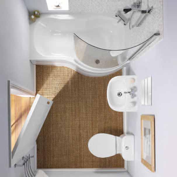 Short projection of only 635mm to maximise your space Spirit 50cm basin, semi-pedestal and WC, pictured with the Form 1500 showerbath, bath screen, bath panel and Micro brassware The suite price